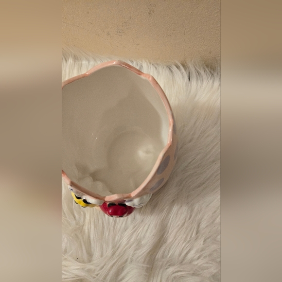Ceramic Bowl Planter Mars M&M Yellow & Red Pink Easter Egg Purple Dots FTD Candy - Picture 5 of 10